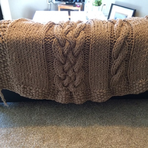 DIY Knitting PATTERN - Double Cable Throw Blanket (2012002); Oversized ...
