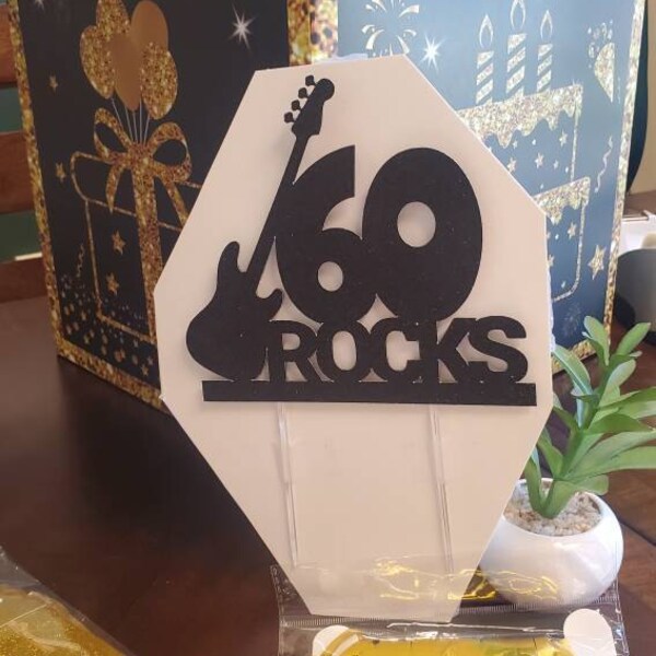 60th Rocks 60 Rocks Guitar Cake Topper: Rock and Roll Birthday - Etsy