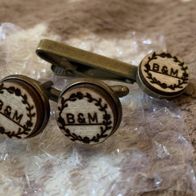 personalised tie clip and cufflink set