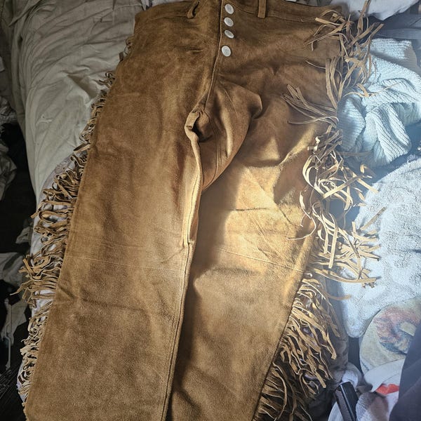 Chap Western En Daim Et Cuir Pour Homme – Franges – Pantalon équitation