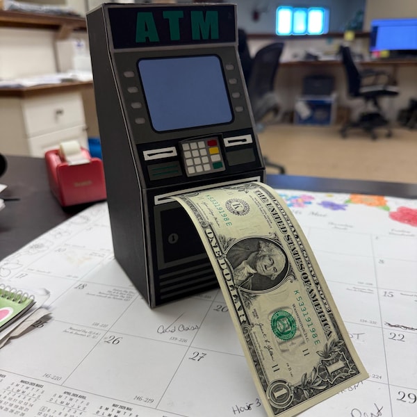 Atm Fun ATM Gift Box SVG, 3D Money Machine Box Template, DIY Cash Gift Box ...