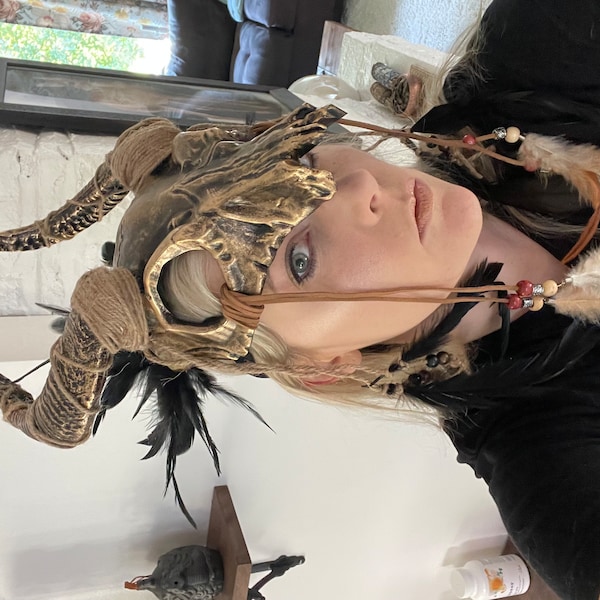 Ram Horn Skull Pagan Viking Ritual Skull Witchcraft Skull Deer Antler ...