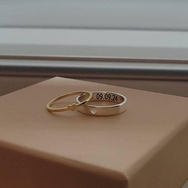 Personalized Couple Rings,custom Heart Name Rings,initial Couple Ring ...