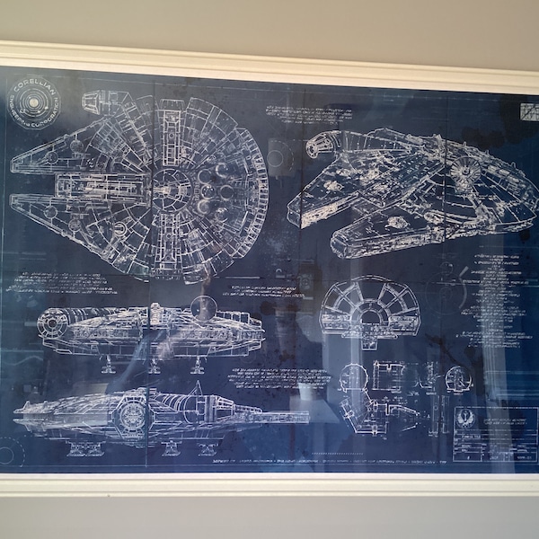 Millennium Falcon Star Wars Poster Blueprint Version 2 (A2 = 420mm*594 ...