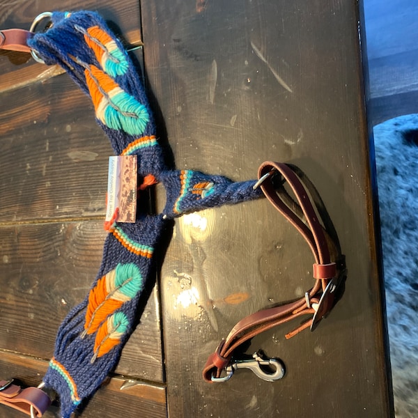 Elegant Brown Scalloped Breast Collar with Turquoise Accents main image 1