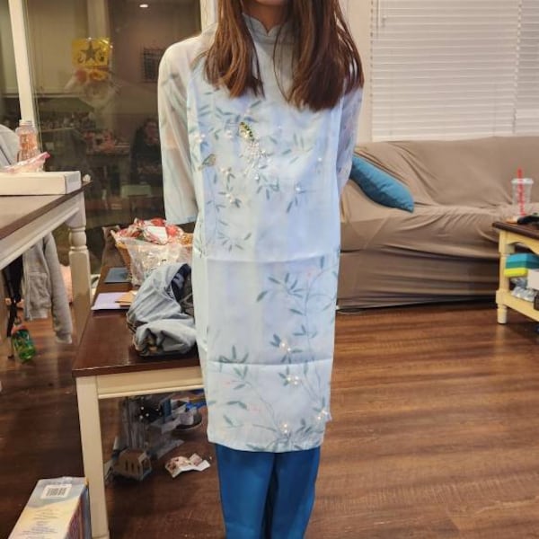 Áo Dài Gấm Họa Tiết (Pants & Pendants not Included)