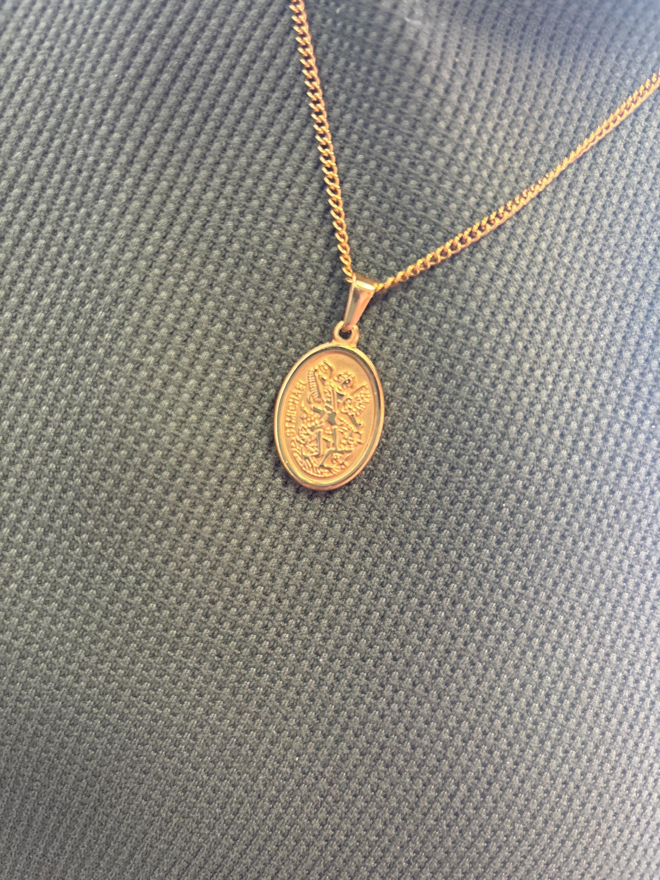 18k Gold St Michael Pendant Saint Michael Medal Man Pendant Man Necklace for Men Pendant for Men Gold Man Necklace Gift Mans Gift For Dad