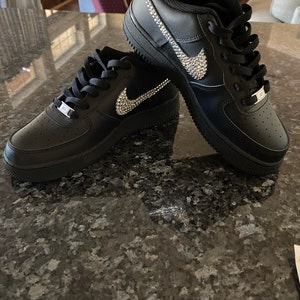 Swarovski Women's Nike Air Force 1 07 All Black Sneakers 