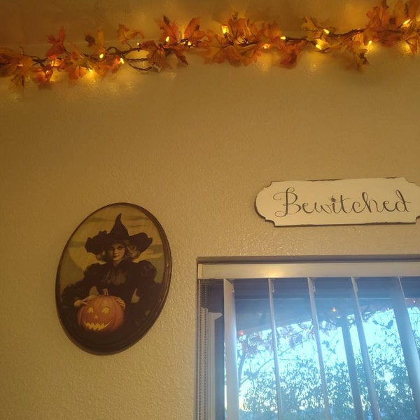 Vintage Ghost Decorating Christmas Tree Gothic Wood Wall Art Wooden