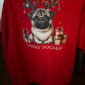Pull De Noël 'moche' Humoristique Avec Motif Carlin - Coupe Classique, 241g - Pour Les Fêtes, Ambiance Décontractée
