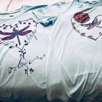 MLZHAN Women's Faith Hope Love Dragonfly T-Shirt - Harajuku Short Sleeve Crewneck Blouse (Aesthetic Summer Top)