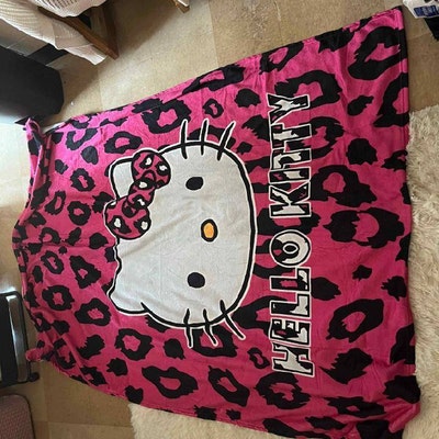 Hello Kitty Leopard Print Super Plush Extra Soft Micro-fleece Blanket ...