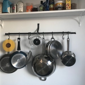 Single Kitchen Pot Rack, Gun Metal Gray Various Length Cookware