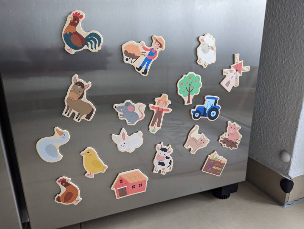 Fridge magnets: farm, board magnets, fridge magnets, wooden magnets, gift for children, birthday gift, children&#39;s activity