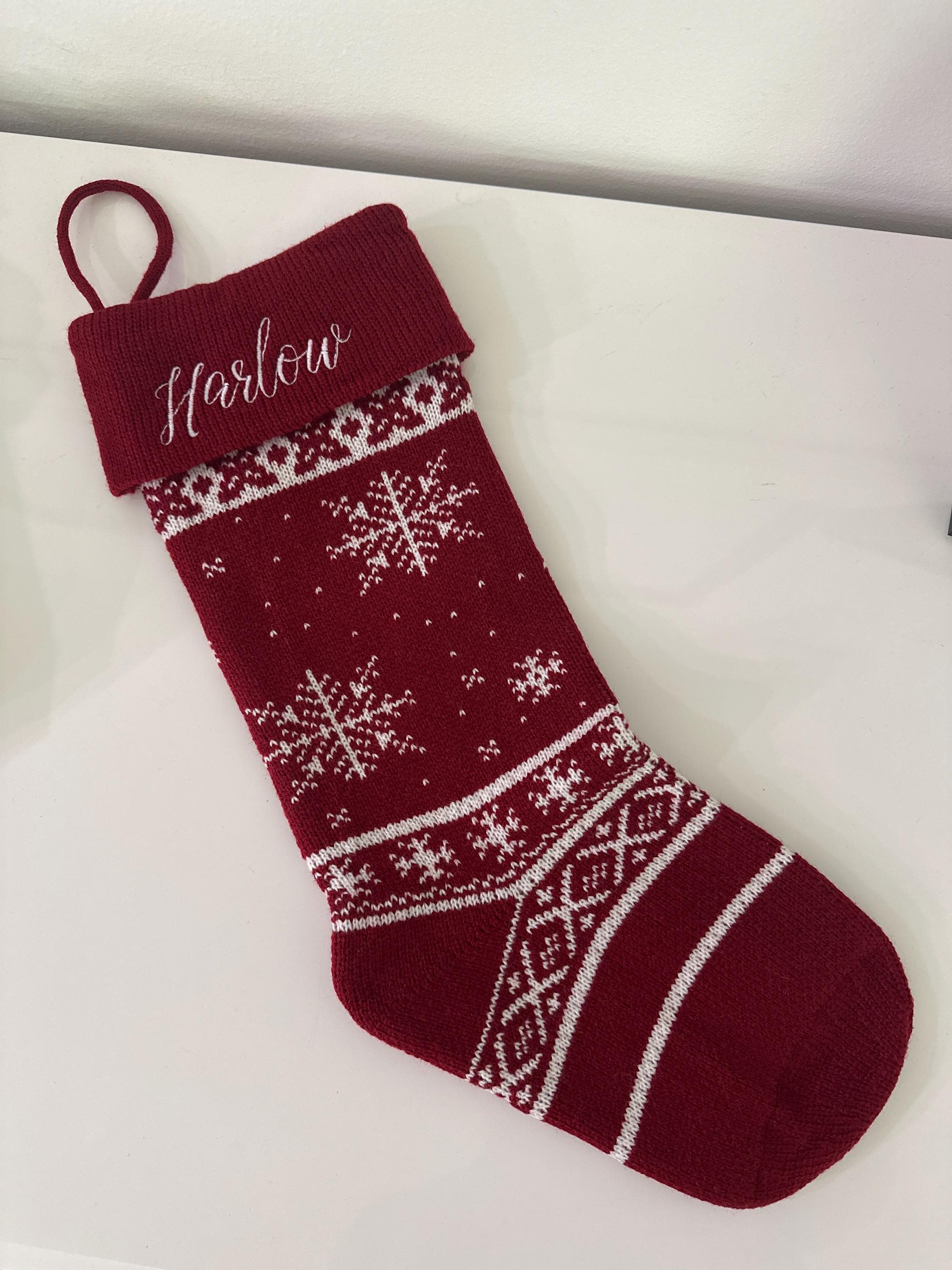 Christmas Stockings Knit Holiday Décor stocking Christmas Décor Personalized Dog Stocking custom stockings Farmhouse Christmas Holiday red