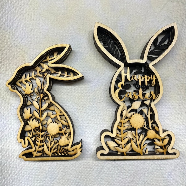 Easter Laser Cut Files Bunny SVG Layered Bundle, Floral Rabbit ...
