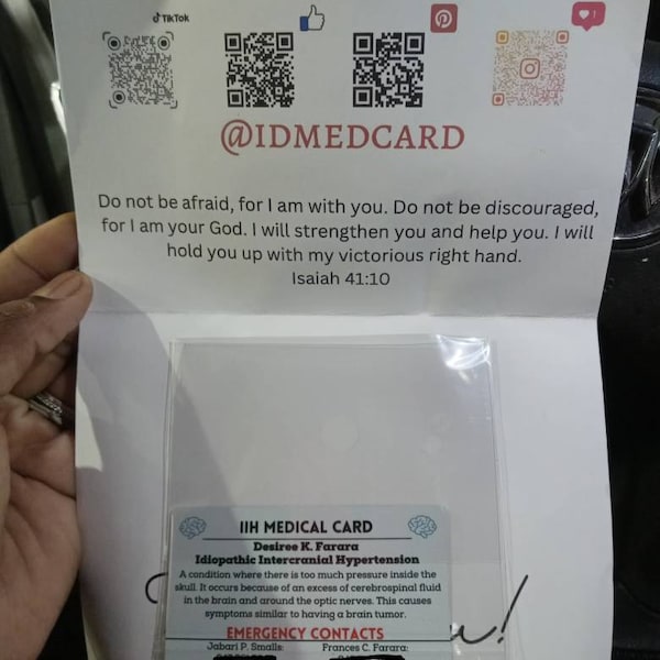 IIH Awareness Medical Alert Card, Iih Warrior, Iih Ribbon, Idiopathic ...