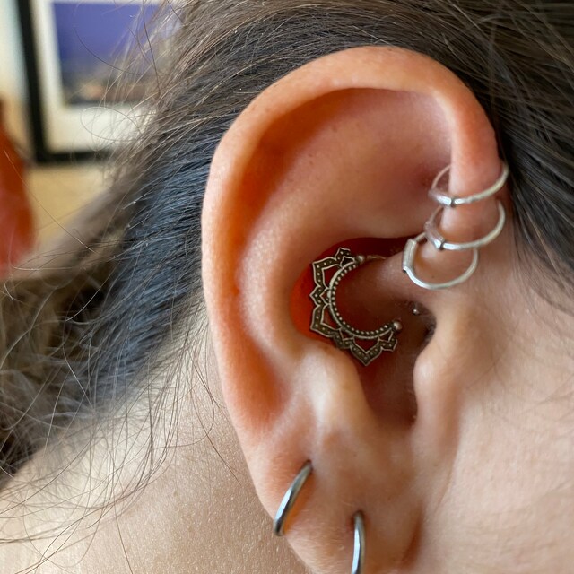Lotus Piercing Daith Jewelry Cartilage Earring Rook Earring