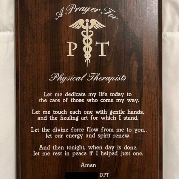 Physical Therapist Prayer Plaque | Determination Rebuilding Strength ...