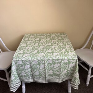 Sage Green and off White Table Cloth Hand Block Print Table - Etsy
