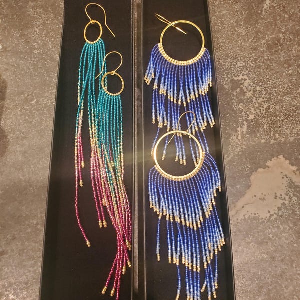 AS-Marjorie Blue Fringe Earrings main image 1