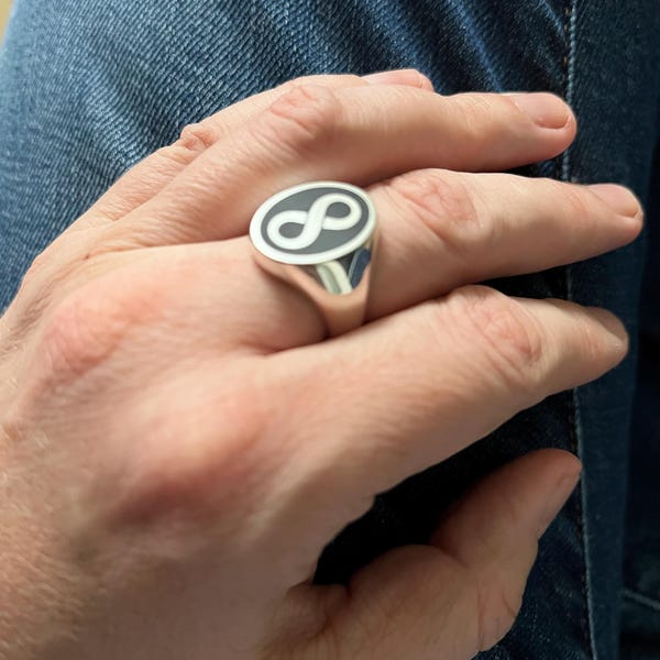 Infinity Signet Ring Custom Made 8 Ring, Infinity Men Ring, Sterling Silver Man, Oval Signet ...