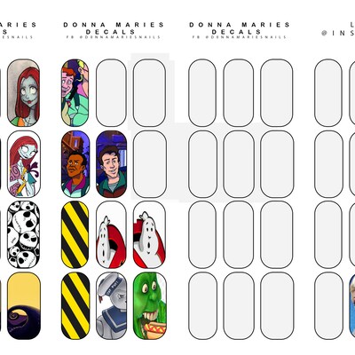 Digital Nail Template for Long Fake Nails Nail Water Decals - Etsy