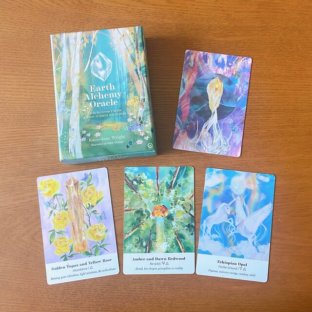 Earth alchemy oracle deck with plants, flowers and crystals