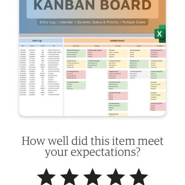 Kanban Board Excel Template | Task Tracker | Project Management | Gantt ...