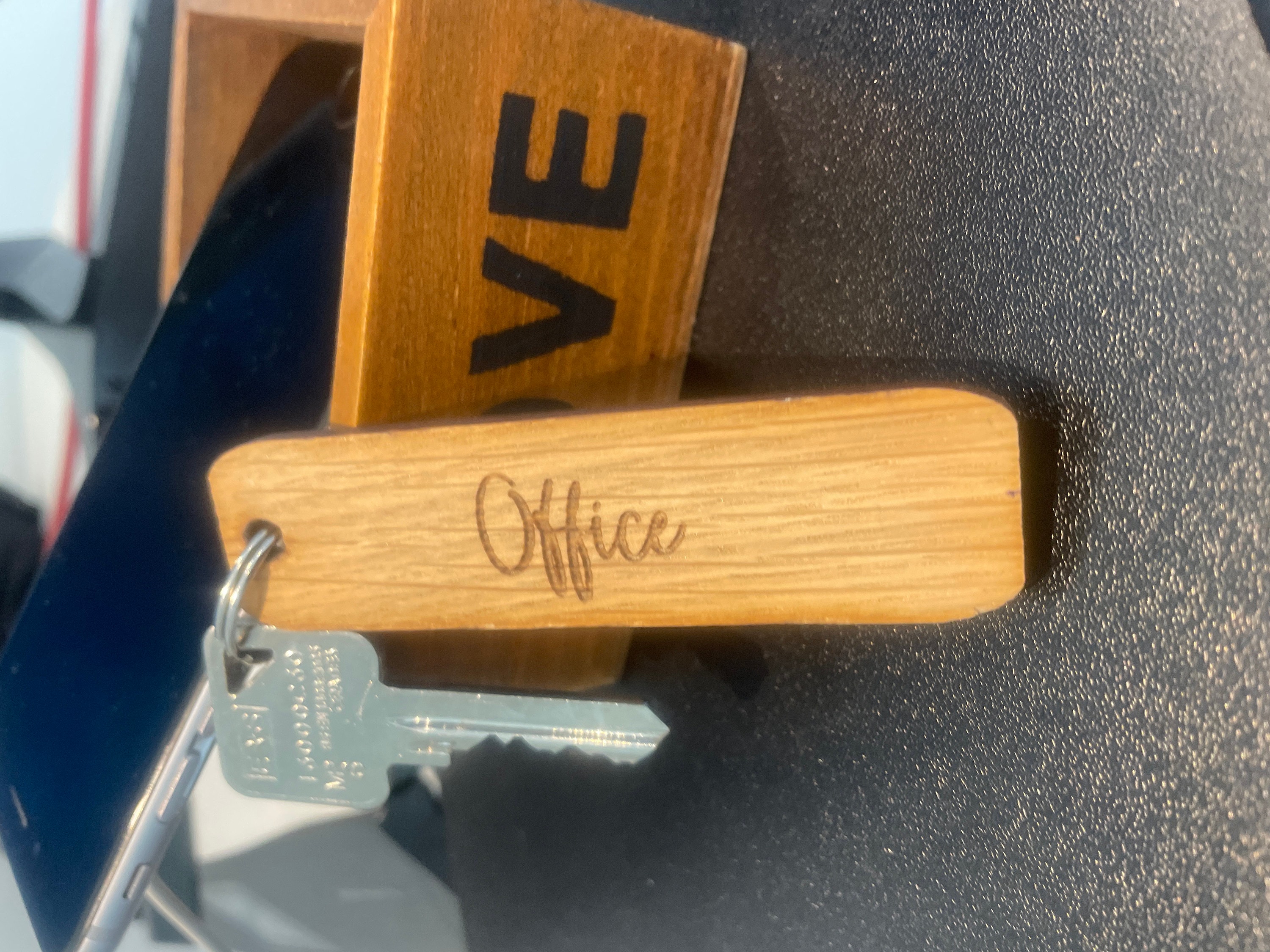 Personalized Oak Keyring, Custom Key Fob, Door, Shed Garage, Flat, Hotel, New Home Gift, Stocking Filler