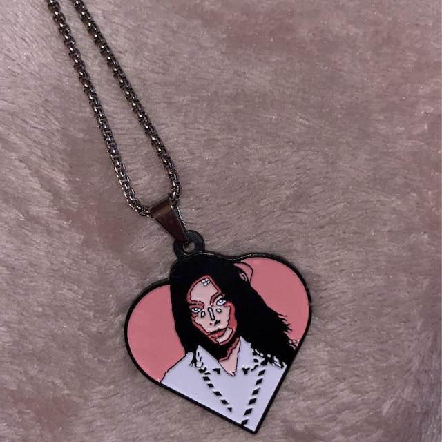 Photo of Enamel Bjork heart necklace on a blank background