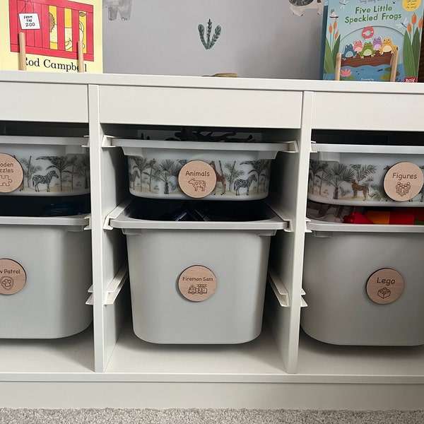 Toy Box Storage Tags - Wooden Trofast Labels - Playroom Decor ...