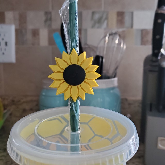 Sunflower Straw Topper Straw Charm Straw Buddy 