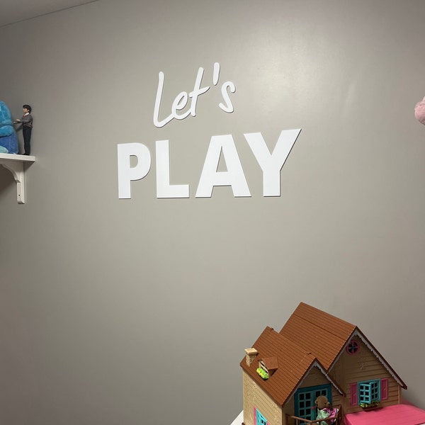 Let's PLAY Wall Sign - Children's Playroom Decor - Bedroom, Nursery Interior Wall Art Design - Etsy