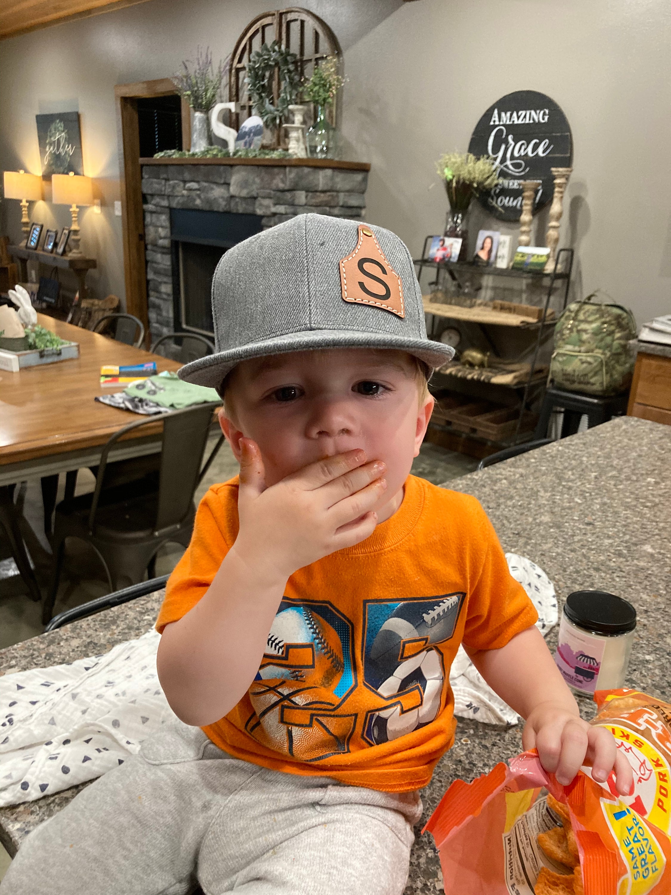 Custom Cow Tag Hat Kid Size, Cattle Tag Rancher Hat, Personalize Baby Toddler Youth kid Cowboy cap, ranch brand logo initials leather patch