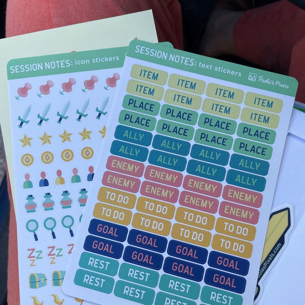 Dungeons and Dragons Session Notes Sticker Sheets - Text and Icon ...