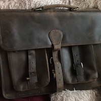 Handmade Buffalo Leather Briefcase Laptop Bag. main image 1