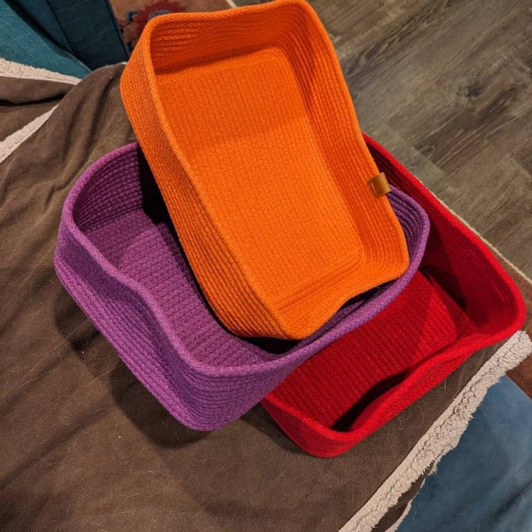 Square Cotton Rope Basket, Handmade Basket, Cotton Rope Organizer ...