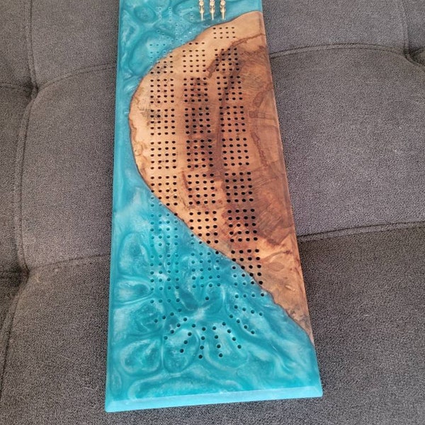Custom Cribbage Board With Resin and Wood - Etsy