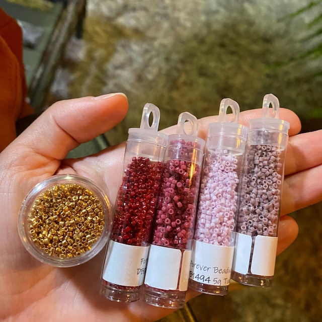 Miyuki Delica Seed Beads Bundle – Size 11/0 Tubular Beads In Opaque White, Dark Blue & Dark Cranberry Red