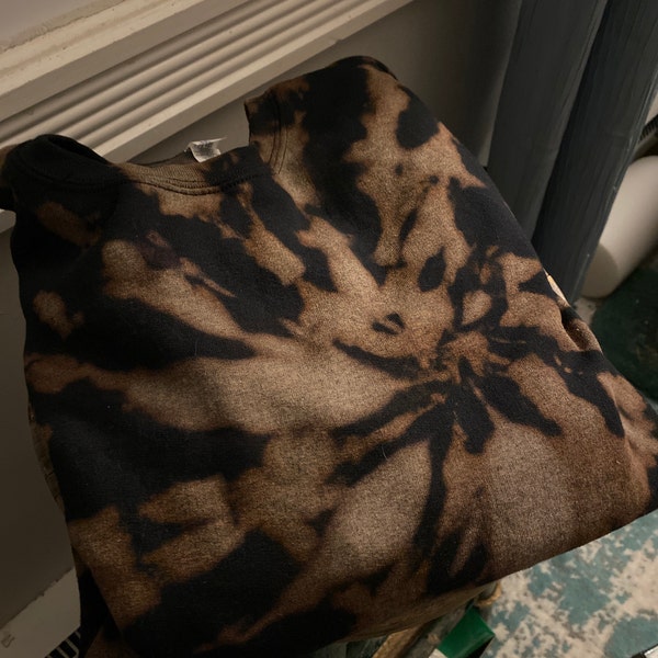 Sweatshirt Crewneck Tie-dye Noir Et Délavé Hanes - Taille L, Unisexe, Neuf Avec étiquettes