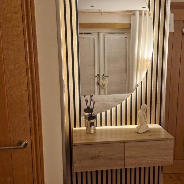 Half Mirror Rack Half Round LED Mirror, Half Moon Backlit Mirror, Full Length Mirror for ...