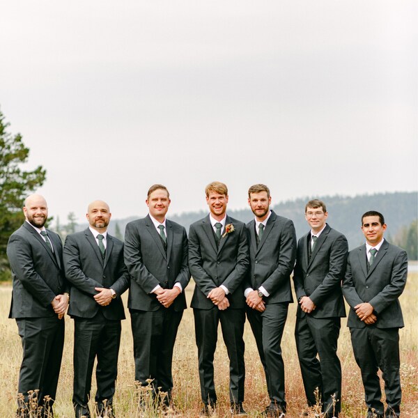 Groomsmen Ties Fully Lined Stripe Beige Brown Super Skinny Slim NeckTie main image 0