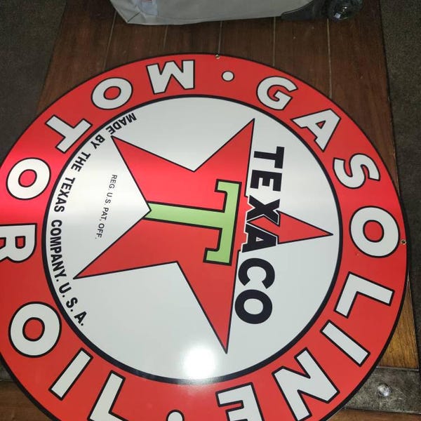 Vintage Antique Style Metal Sign TEXACO Motor Oil 30" Round Made in USA ...