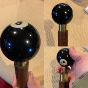 Cane Topper New Pool Balls Made Into Cane, Walking Stick Handles Threaded  Right Into the Ball. Wood Screw Included. 