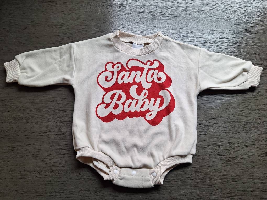 Christmas baby Outfit, Santa baby super soft cozy warm sweatsuit Christmas baby girl Retro Santa Christmas outfit,Santa baby retro Romper