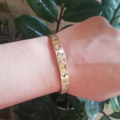 Cuff Rune Bracelet , Viking Stamped Armring, Viking Bangle, Aettir 24 ...