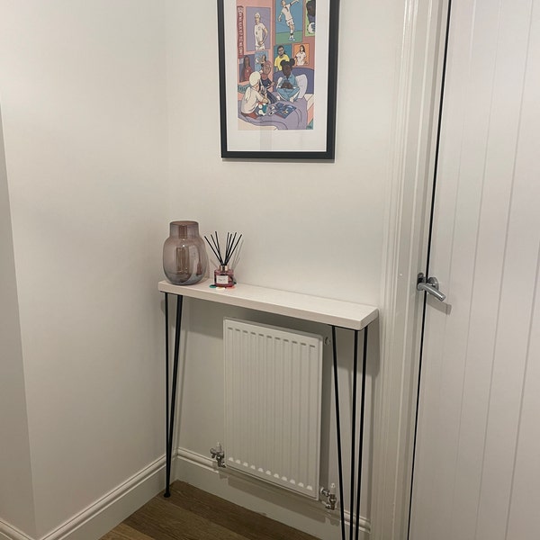 White Console Table, Hallway Table, Radiator Shelf, Rustic Hallway ...