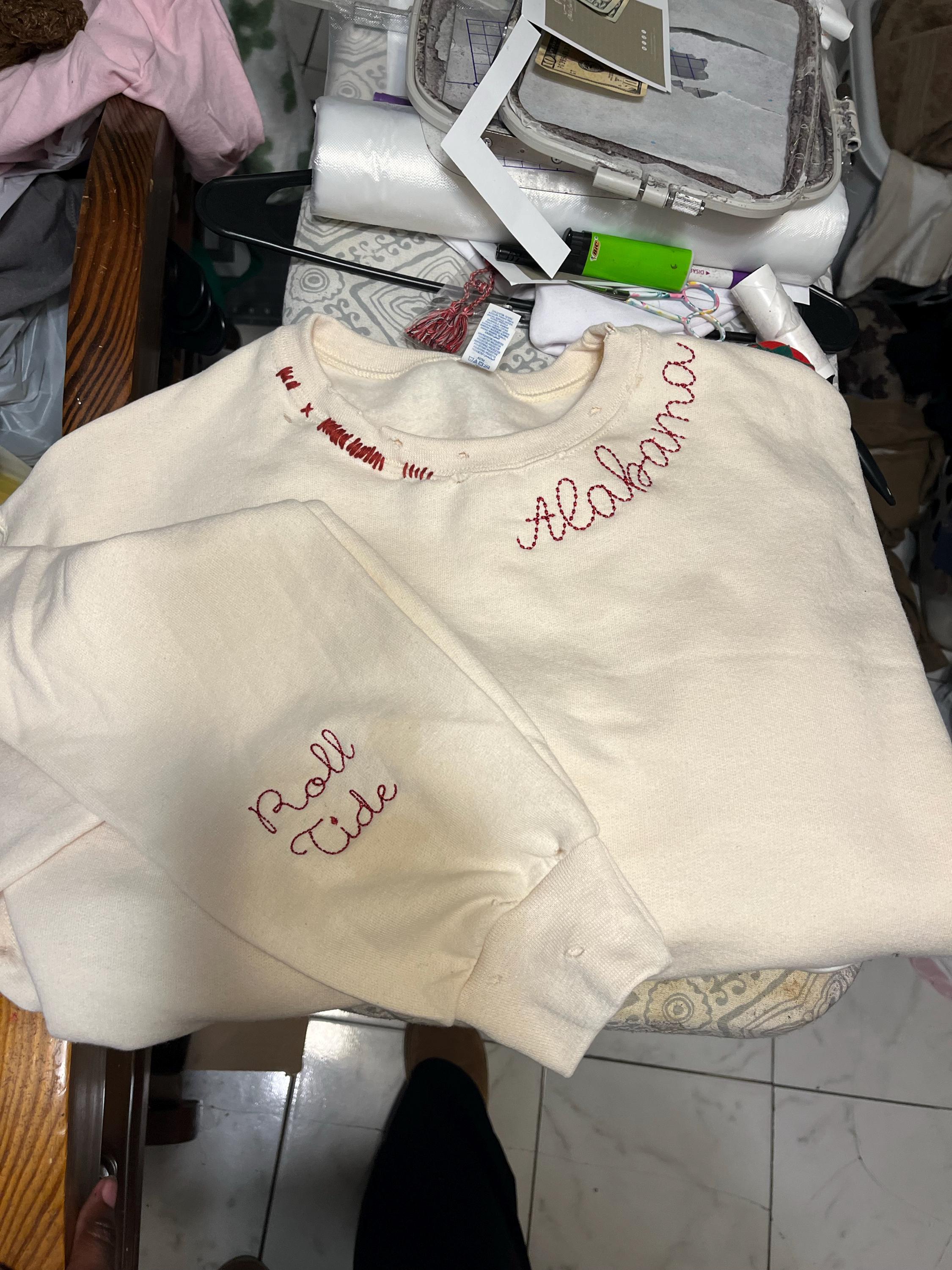 Customer project using Sweetcake Script Font Hand Stitch Effect embroidery design