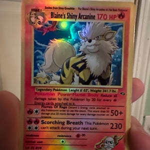 Blaine's Shiny Arcanine Gym Heroes Revival Handmade Holo Proxy Card - Etsy Blaine's Shiny Arcanine Gym Heroes Revival Handmade Holo Proxy Card - Etsy